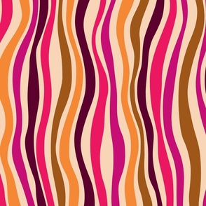 Vintage popular 1950's Stripe Fabric / 1960's Pink, Orange, White Stripe Fabric